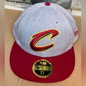 New Era 59fifty Cleveland Cavaliers Low Profile Fitted Hat Grey Men Size 7 3/4